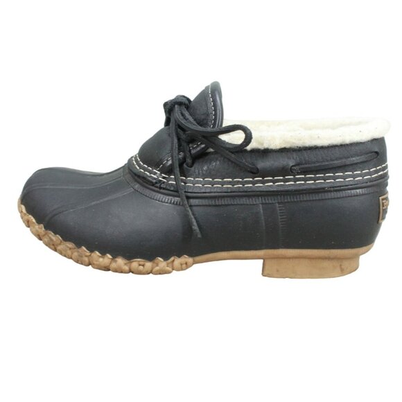 L.L.Bean Shoes - LL Bean Bean Boots Rubber Moc Sherpa Lined Leather Black Size 6 M